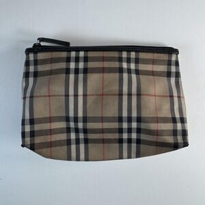Burberry London Cosmetic Bag Womens Small Nova Check Beige Pouch Makeup